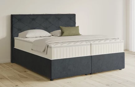 Mozart Boxspringbett Serie 5 Brahms 280x220 mit Bettkasten Samt Anthrazit H4/H2 Königliche Matratze