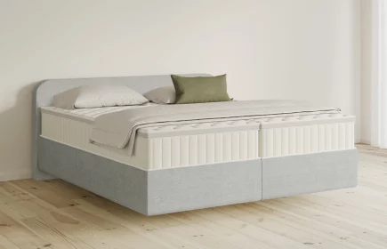 Mozart Boxspringbett Serie 5 Salieri 240x200 Feiner Stoff Silbergrau H3/H2 schwebend Königliche Matratze