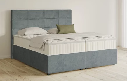 Mozart Boxspringbett Serie 5 Soler 280x200 mit Bettkasten Samt Pastellblau H3/H2 Königliche Matratze