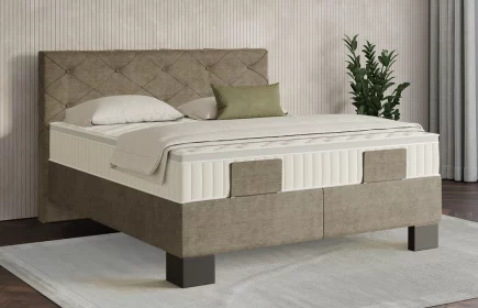 Mozart Boxspringbett Serie 7 Brahms 180x200 elektrisch Feiner Stoff Taupe H3/H3 Königliche Matratze