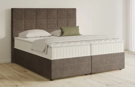 Mozart Boxspringbett Serie 5 Schubert 280x220 mit Bettkasten Feiner Stoff Braun H2/H2 Königliche Matratze