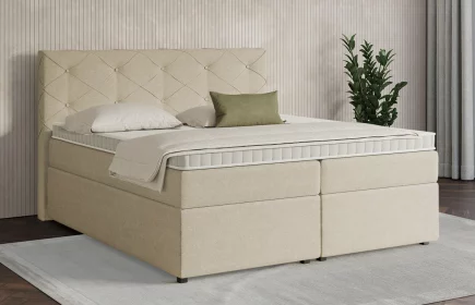 Mozart Boxspringbett Serie 7 Brahms 180x200 mit Bettkasten Grober Stoff Beige H3/H3