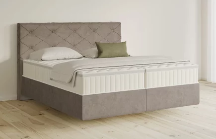 Mozart Boxspringbett Serie 5 Brahms 280x200 Samt Beigebraun H3/H3 schwebend Königliche Matratze