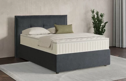 Mozart Boxspringbett Serie 7 Beethoven 120x200 mit Bettkasten Samt Anthrazit H2 Königliche Matratze