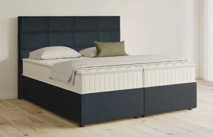 Mozart Boxspringbett Serie 5 Soler 240x220 mit Bettkasten Samt Dunkelblau H3/H3 Königliche Matratze