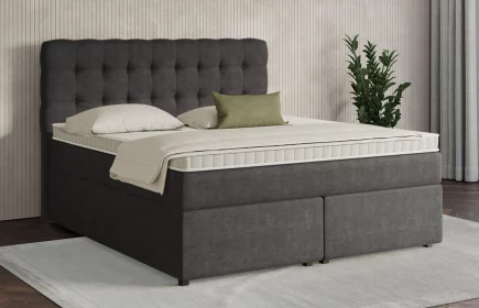 Mozart Boxspringbett Serie 7 Haydn 180x200 mit Bettkasten Feiner Stoff Anthrazit H4/H3
