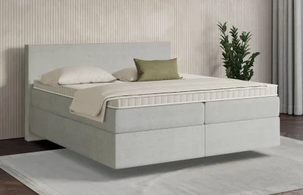 Mozart Boxspringbett Serie 7 Bach 240x200 Feiner Stoff Silbergrau H3/H4 schwebend
