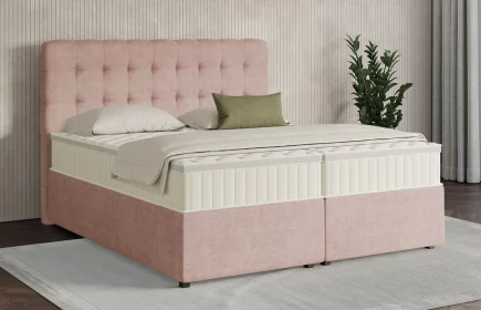 Mozart Boxspringbett Serie 7 Haydn 240x200 mit Bettkasten Feiner Stoff Rosa H3/H3 Königliche Matratze