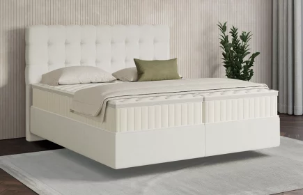 Mozart Boxspringbett Serie 7 Haydn 280x200 Samt Crèmeweiß H2/H2 schwebend Königliche Matratze