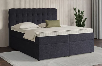 Mozart Boxspringbett Serie 7 Haydn 280x200 mit Bettkasten Grober Stoff Dunkelblau H3/H3