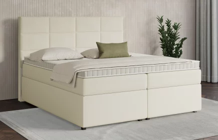 Mozart Boxspringbett Serie 7 Soler 280x190 mit Bettkasten Kunstleder Crème H3/H2