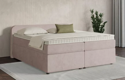 Mozart Boxspringbett Serie 7 Salieri 240x220 mit Bettkasten Samt Hellrosa H2/H3