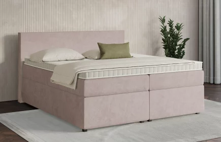 Mozart Boxspringbett Serie 7 Bach 240x200 mit Bettkasten Samt Hellrosa H2/H3