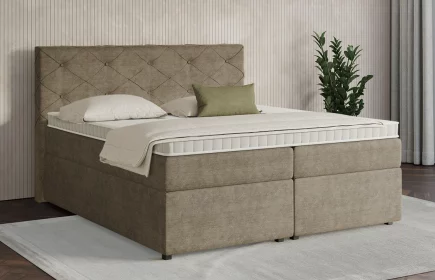 Mozart Boxspringbett Serie 7 Brahms 240x200 mit Bettkasten Feiner Stoff Taupe H2/H3