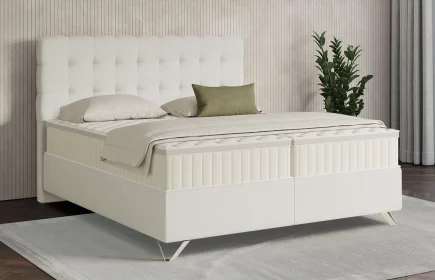 Mozart Boxspringbett Serie 7 Haydn 240x200 Samt Crèmeweiß H3/H3 Königliche Matratze