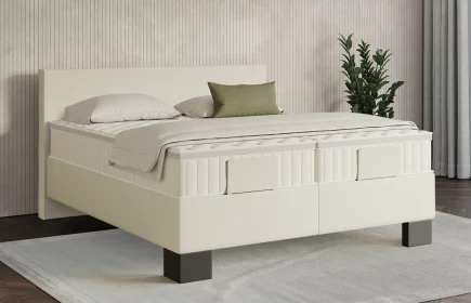 Mozart Boxspringbett Serie 7 Bach 280x220 elektrisch Kunstleder Crème H4/H2 Königliche Matratze