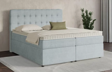 Mozart Boxspringbett Serie 7 Haydn 280x190 mit Bettkasten Feiner Stoff Pastellblau H3/H3