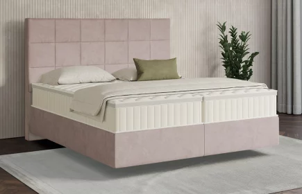 Mozart Boxspringbett Serie 7 Schubert 240x200 Samt Hellrosa H3/H3 schwebend Königliche Matratze