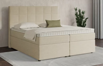 Mozart Boxspringbett Serie 7 Schubert 280x200 mit Bettkasten Grober Stoff Beige H3/H3