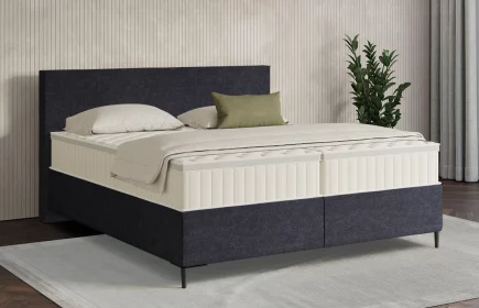 Mozart Boxspringbett Serie 7 Bach 240x210 Grober Stoff Dunkelblau H3/H3 Königliche Matratze