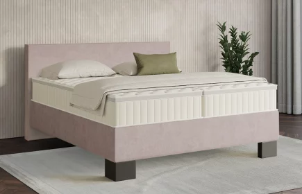 Mozart Boxspringbett Serie 7 Bach 180x200 Samt Hellrosa H3/H2 Königliche Matratze