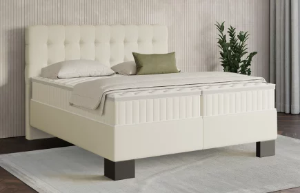 Mozart Boxspringbett Serie 7 Haydn 280x220 Kunstleder Crème H3/H2 Königliche Matratze
