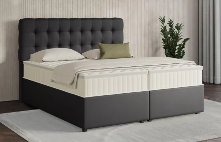 Mozart Boxspringbett Serie 7 Haydn 280x190 mit Bettkasten Kunstleder Schwarz H3/H3 Königliche Matratze