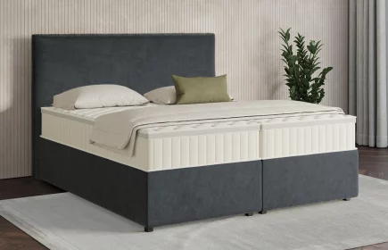 Mozart Boxspringbett Serie 7 Wagner 240x200 mit Bettkasten Samt Anthrazit H2/H3 Königliche Matratze