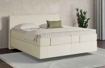 Mozart Boxspringbett Serie 7 Bach 240x200 elektrisch Kunstleder Crème H2/H3 schwebend