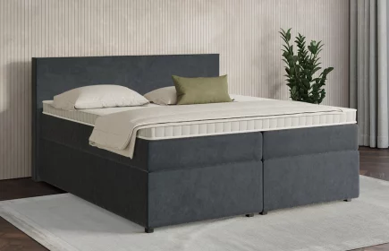 Mozart Boxspringbett Serie 7 Bach 280x220 mit Bettkasten Samt Anthrazit H3/H3