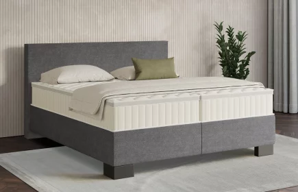 Mozart Boxspringbett Serie 7 Bach 280x220 Grober Stoff Anthrazit H2/H3 Königliche Matratze
