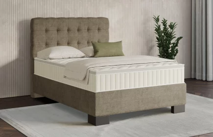 Mozart Boxspringbett Serie 7 Haydn 140x200 Feiner Stoff Taupe H3 Königliche Matratze