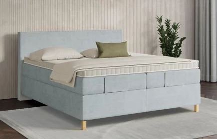 Mozart Boxspringbett Serie 7 Bach 280x220 elektrisch Feiner Stoff Pastellblau H3/H3