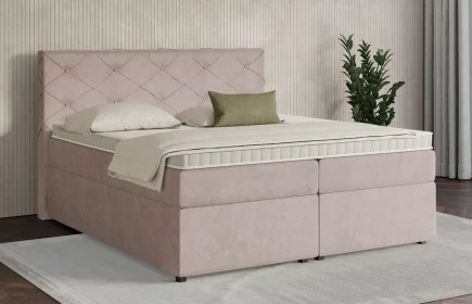 Mozart Boxspringbett Serie 7 Brahms 200x200 mit Bettkasten Samt Hellrosa H3