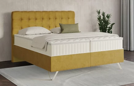 Mozart Boxspringbett Serie 7 Haydn 200x220 Samt Goldgelb H2 Königliche Matratze