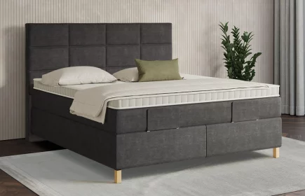 Mozart Boxspringbett Serie 7 Soler 160x200 elektrisch Feiner Stoff Anthrazit H3/H4