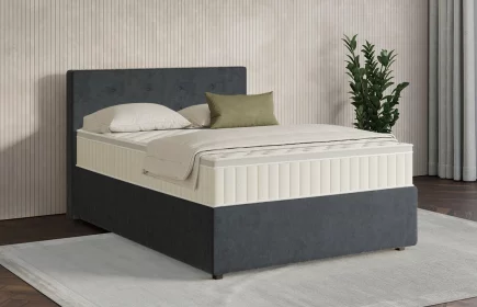 Mozart Boxspringbett Serie 7 Clementi 90x200 mit Bettkasten Samt Anthrazit H3 Königliche Matratze