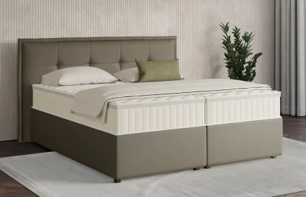 Mozart Boxspringbett Serie 7 Beethoven 180x200 mit Bettkasten Kunstleder Khaki H3/H2 Königliche Matratze