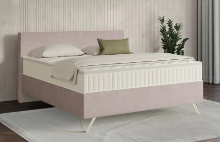 Mozart Boxspringbett Serie 7 Bach 180x200 Samt Hellrosa H2/H3 Königliche Matratze