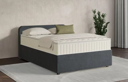 Mozart Boxspringbett Serie 7 Salieri 140x200 mit Bettkasten Samt Anthrazit H3 Königliche Matratze