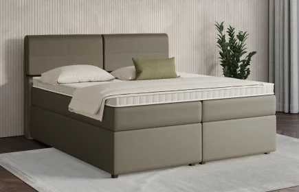 Mozart Boxspringbett Serie 7 Strauss 180x200 mit Bettkasten Kunstleder Khaki H3/H3