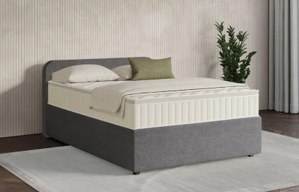 Mozart Boxspringbett Serie 7 Salieri 140x200 mit Bettkasten Grober Stoff Anthrazit H3 Königliche Matratze