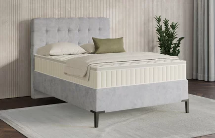 Mozart Boxspringbett Serie 7 Haydn 140x200 Samt Hellgrau H2 Königliche Matratze