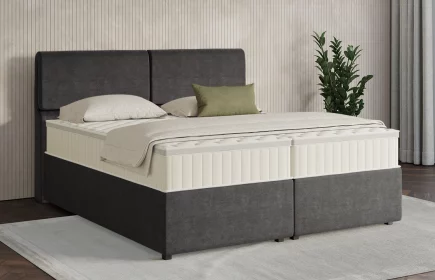 Mozart Boxspringbett Serie 7 Strauss 200x190 mit Bettkasten Feiner Stoff Anthrazit H3 Königliche Matratze