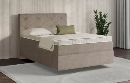 Mozart Boxspringbett Serie 7 Brahms 100x200 Samt Beigebraun H3 schwebend