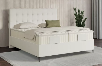 Mozart Boxspringbett Serie 7 Haydn 160x200 elektrisch Samt Crèmeweiß H3/H2 Königliche Matratze