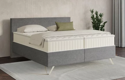Mozart Boxspringbett Serie 7 Bach 180x200 Grober Stoff Grau H4/H3 Königliche Matratze