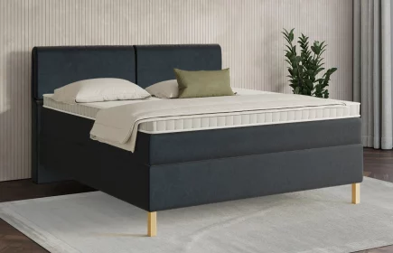 Mozart Boxspringbett Serie 7 Strauss 160x220 Samt Dunkelblau H3/H2