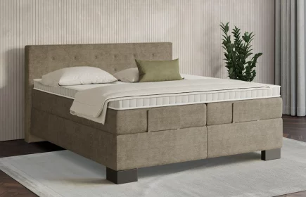 Mozart Boxspringbett Serie 7 Clementi 180x200 elektrisch Feiner Stoff Taupe H3/H4