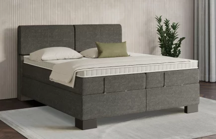 Mozart Boxspringbett Serie 7 Strauss 200x210 elektrisch Grober Stoff Schlamm H3